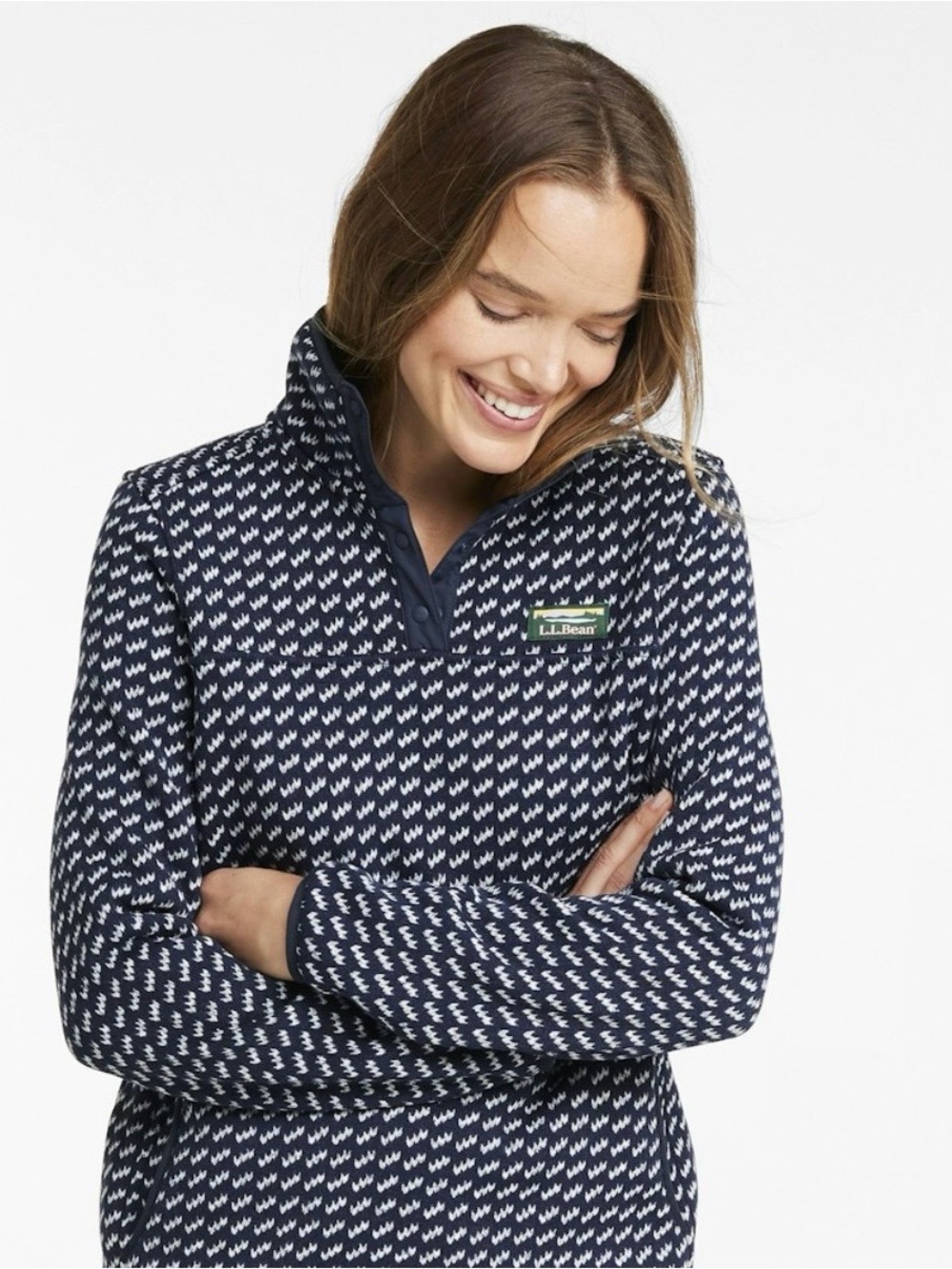 L.L. Bean Women's Navy Birdseye Knit Fleece XS Petite